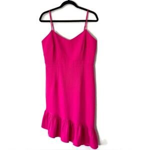 Chelsea 28 Hot Pink Asymmetrical Ruffled Dress Size 10 Petite